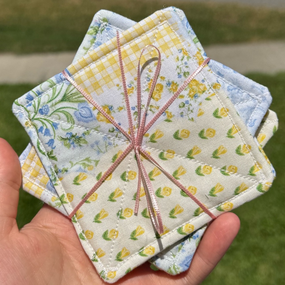 Floral Quilted Fabric Coasters